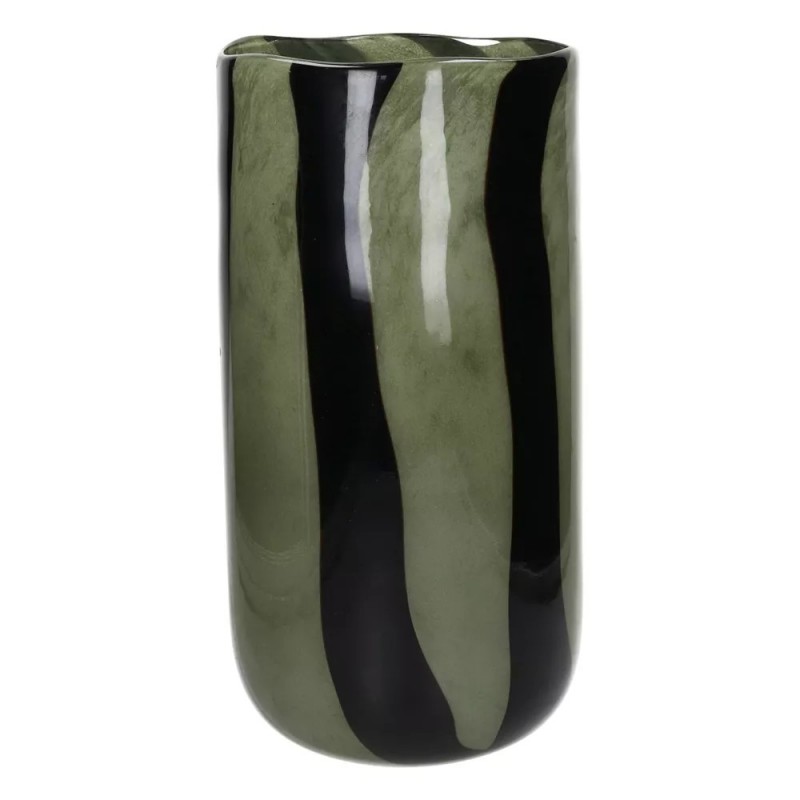 VASE NES GLASS GREEN BLACK VASE NES GLASS GREEN BLACK
